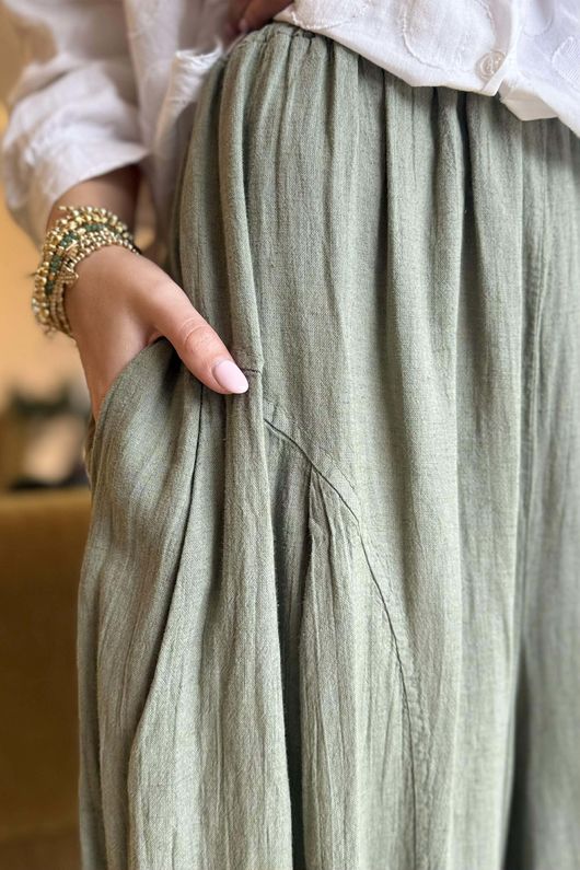 Noa Linen Blend Sia Barrel Trouser Khaki